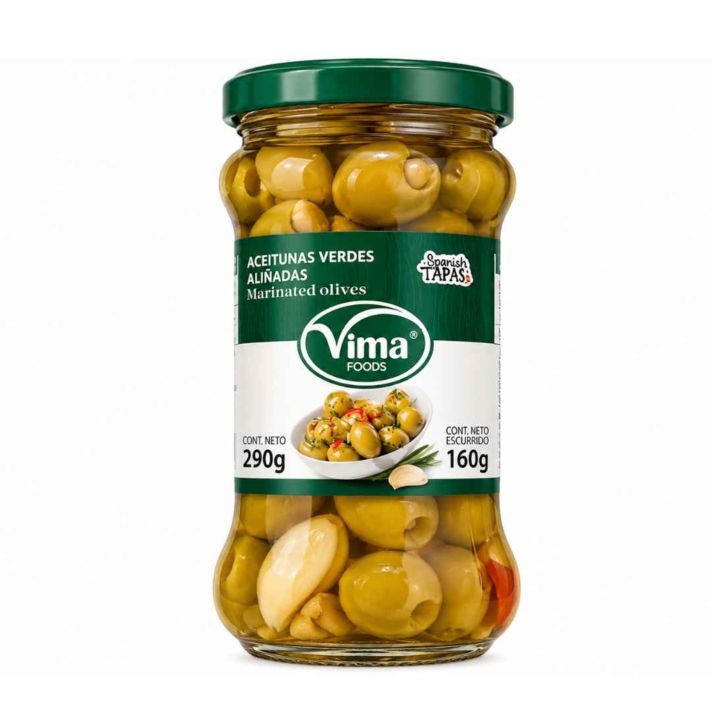 [CSV-00006] Aceitunas Verdes Aliñadas Vima 290 g — 314 ml