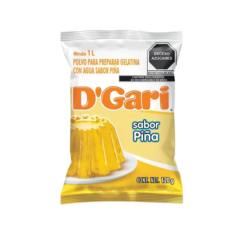 🍮 Gelatina en Polvo D’Gari Sabor Piña 120g – Rinde 1L