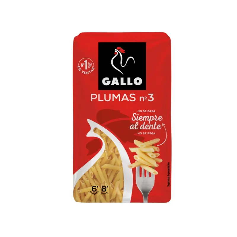 🍝 Pasta Plumas Nº 3 Gallo 500g