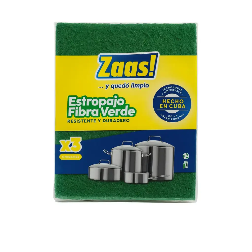 Estropajo Verde Zaass! x3 – Resistente y Duradero