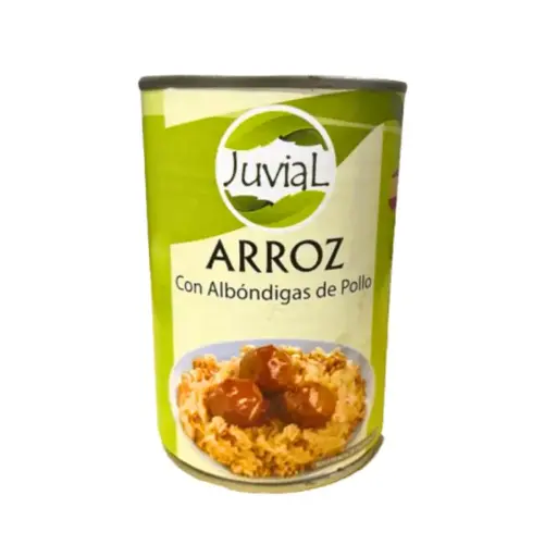 [P258] 🍲 Arroz con Albóndigas de Pollo Juvial (lata)