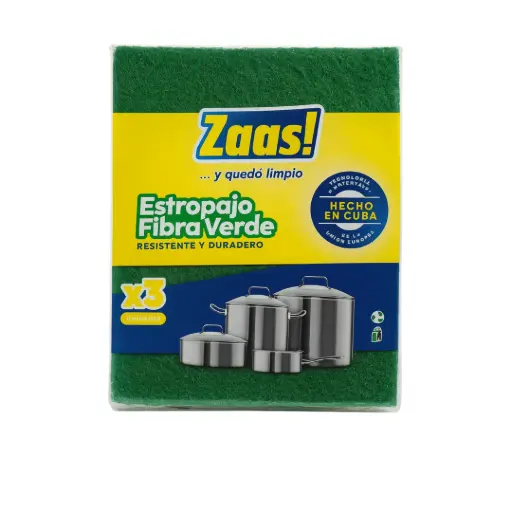 [EVZRDX3] Estropajo Verde Zaass! x3 – Resistente y Duradero