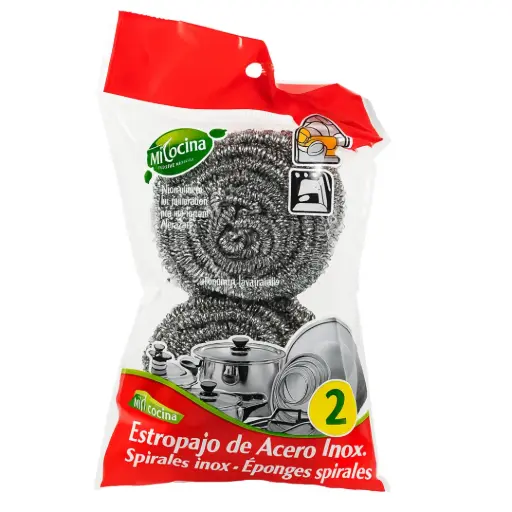 [EAIMCEX2] Estropajo de Acero Inoxidable Mi Cocina x2 – Espirales Resistentes