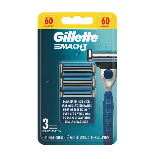 [RGMAPD3] Repuestos Gillette Mach3 (3 uds) – Afeitado Preciso y Duradero