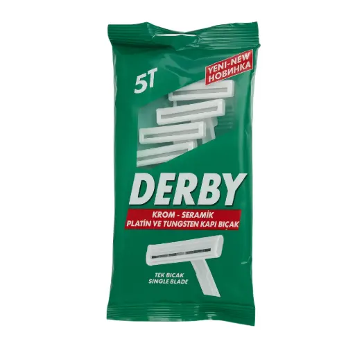 [ADD5UND] Afeitadoras Desechables Derby (5 Uds) – Hoja Única con Recubrimiento Profesional